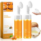 Axnzp limpiador facial cúrcuma espumoso con cepillo para limpieza profunda