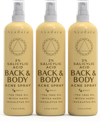 AYADARA spray acné espalda, solución práctica para espaldas propensas.