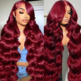 AYNISS V WIGS peluca color burdeo 99J de 30 pulgadas, aspecto natural.