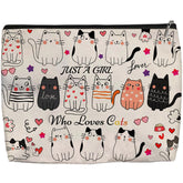 Aypvora bolsa maquillaje gato frontal, ligera y práctica para uso diario.