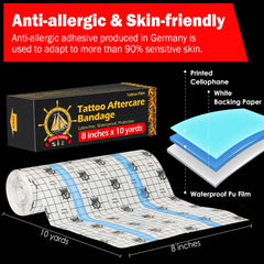 AZEN film tatuaje resistente al agua, protección continua para cobertura suave.