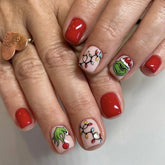 AZTSYT uñas postizas navidad corte cuadrado con diseño Grinch, perfecto para fiestas