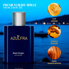 Etiqueta de Azulfra aerosol corporal con diseño sobrio y elegante.