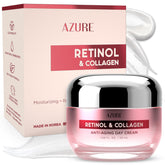 Azure Cosmetics crema retinol colágeno en botella para hidratación diaria.