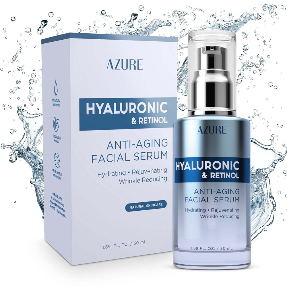 Azure Cosmetics Sérum hialurónico en frasco, hidratación profunda para el rostro.