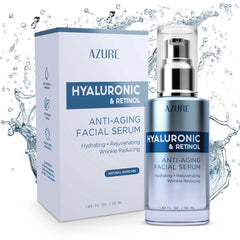 Azure Cosmetics Sérum hialurónico en frasco, hidratación profunda para el rostro.