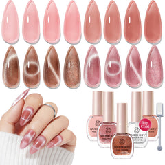 AZUREBEAUTY Cat Eye Esmalte, set de 4 colores, acabado llamativo y secado rápido.