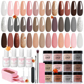 AZUREBEAUTY Dip Powder con 20 colores neutro chocolate, acabado natural y brillo duradero