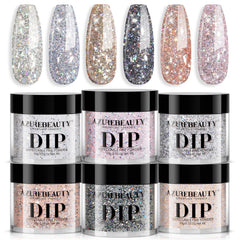 AZUREBEAUTY Dip Powder Set 6 Colores brillantes para un acabado duradero y resplandeciente