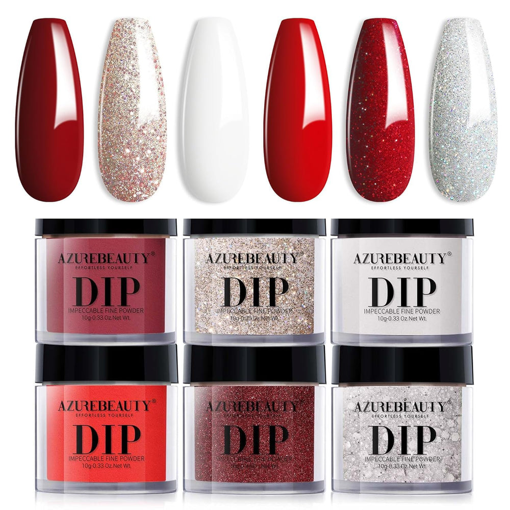 AZUREBEAUTY Dip Powder Set tono rojo burdeos para acabado duradero