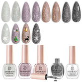 AZUREBEAUTY esmalte mate glitter diamante plata en botella, ideal para un look elegante.