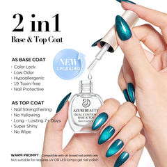AZUREBEAUTY fortalecimiento de uñas con base y capa transparente.