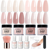 AZUREBEAUTY kit dip tono nude para uñas elegantes y duraderas.
