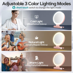 Luz ajustable de B Beauty Planet en tres colores para maquillaje cómodo.