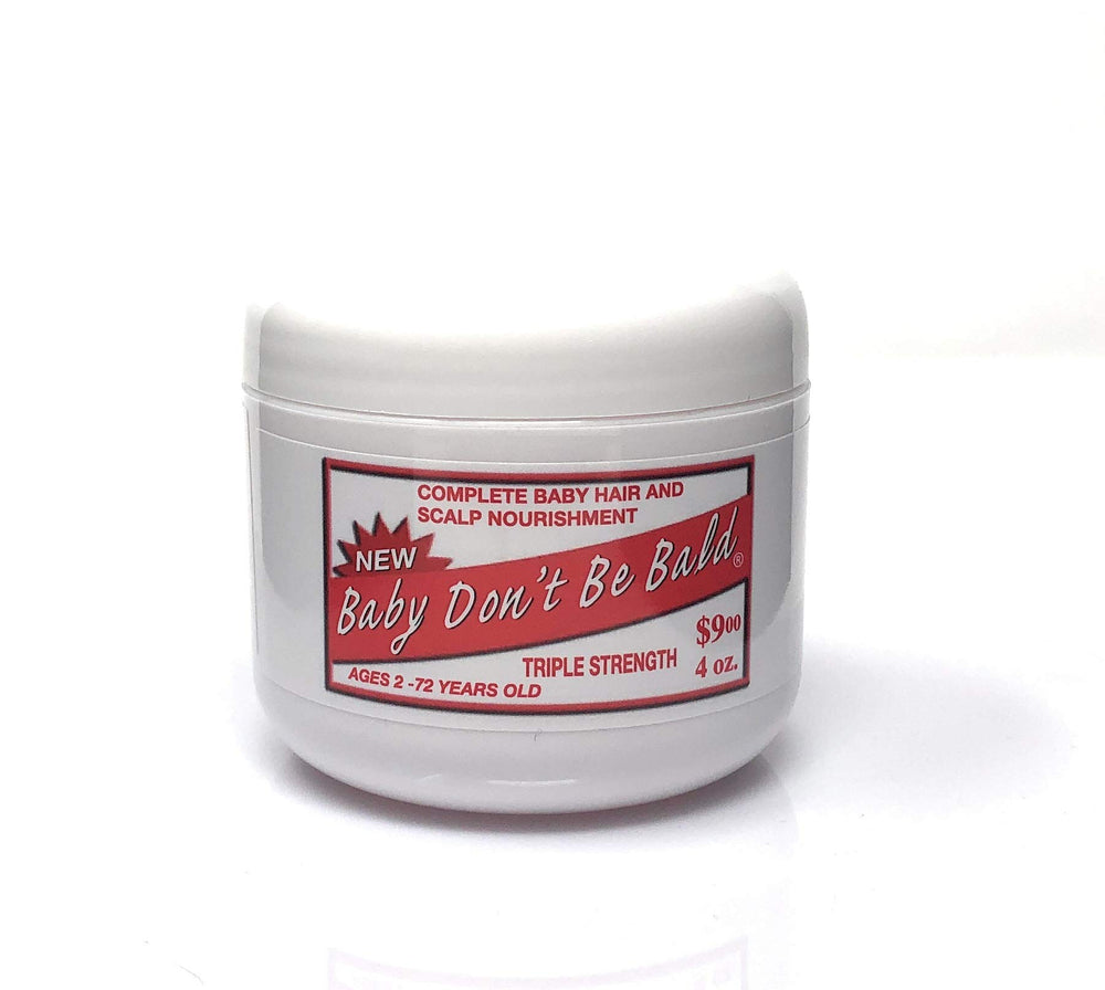 Baby Don't Bald botella de crecimiento triple fuerza 4oz estimula suavemente el cuero cabelludo.
