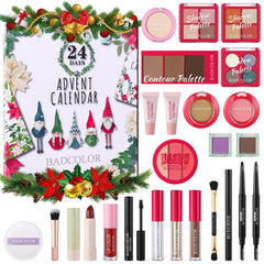 Calendario adviento de maquillaje BADCOLOR con 24 cajas para realzar tu look navideño.