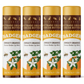 Bálsamo labial Badger de cacao naranja, formato jumbo para hidratación duradera.