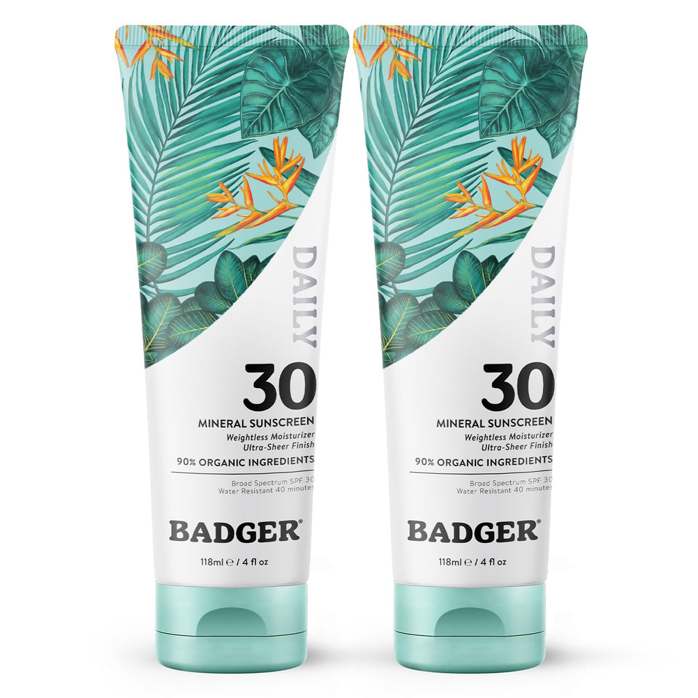 Badger Mineral Daily Sunscreen SPF 30, botella ligera para protección diaria sin dejar blanco