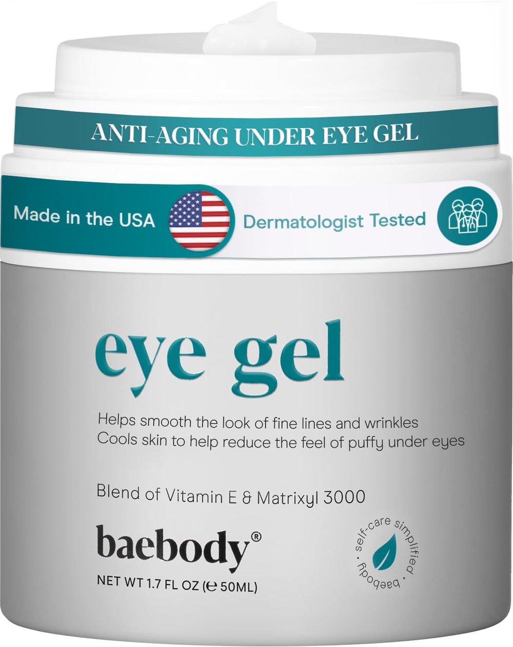 Baebody Under-Eye Gel bottle with pump for easy, refreshing application.