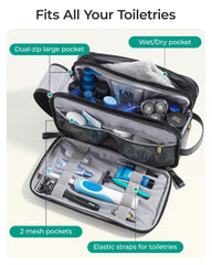 Bagsmart bolsa de aseo con asa de cuero PU para transporte cómodo