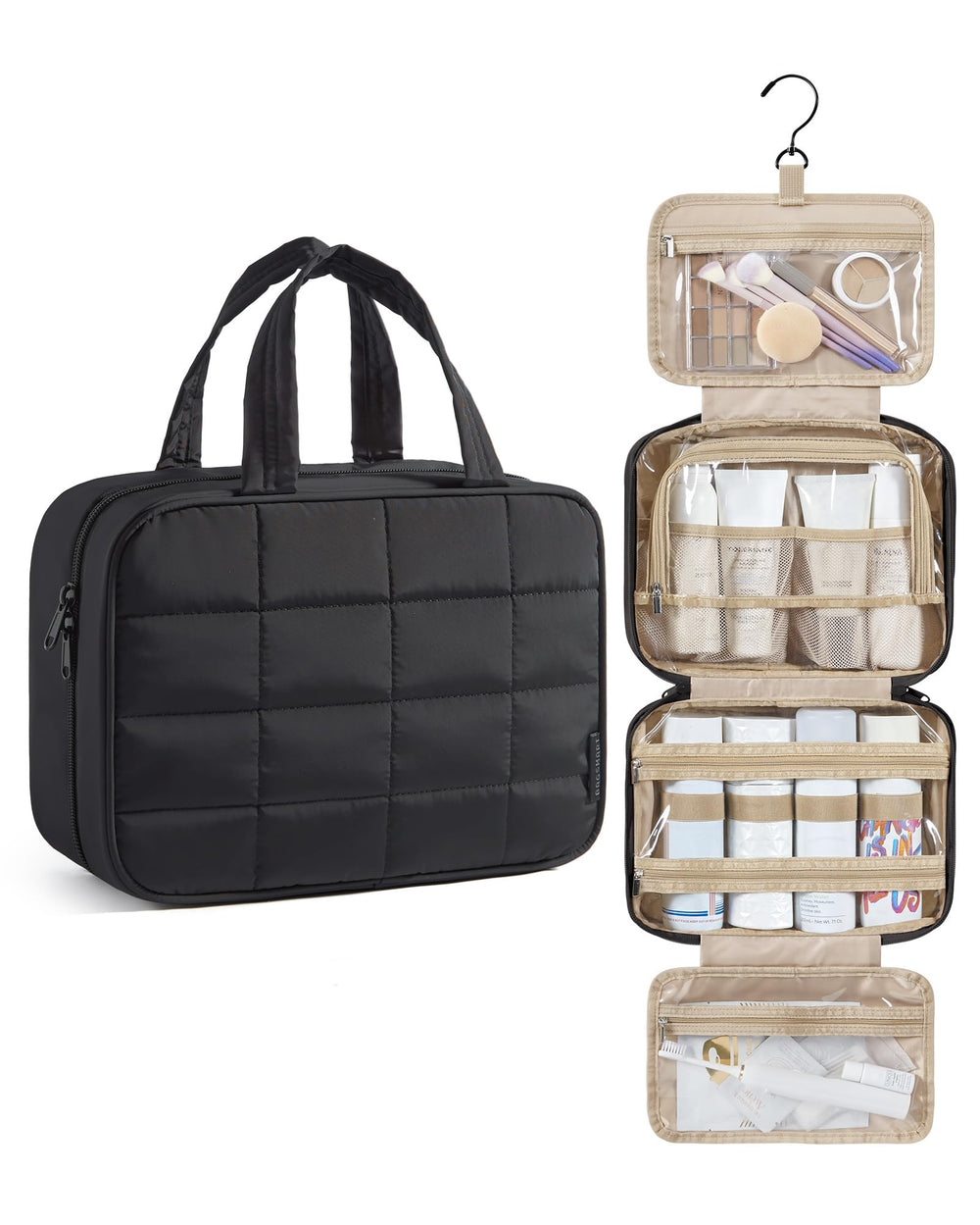 BAGSMART bolsa de aseo para viaje colgante, exterior suave y ligera para viajar