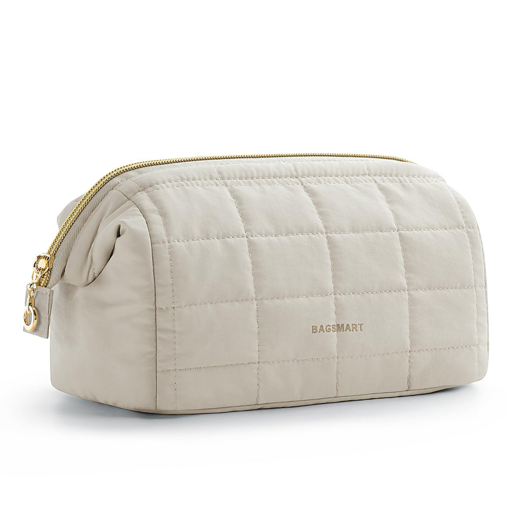 BAGSMART bolsa maquillaje apertura amplia para acceso rápido a cosméticos