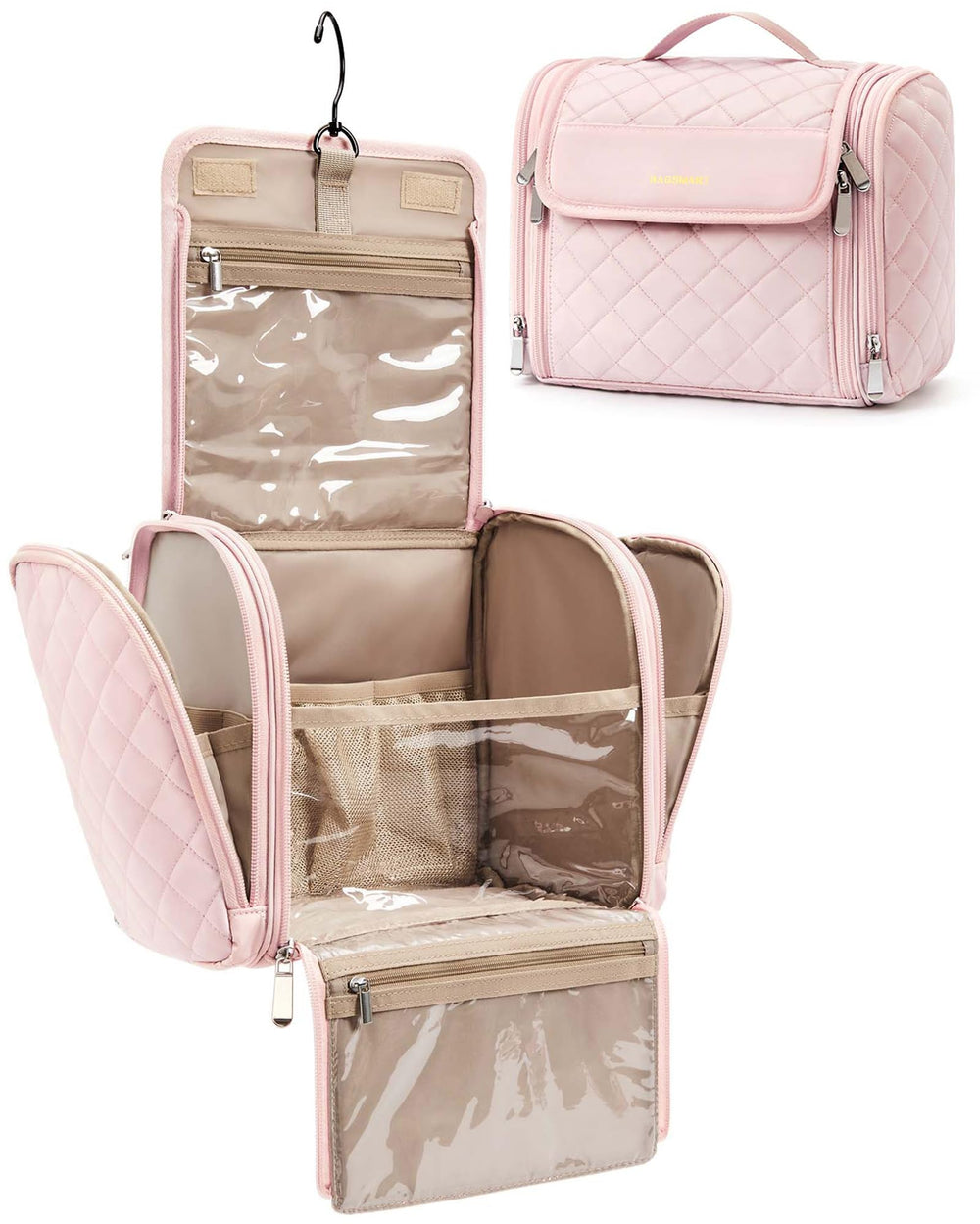 BAGSMART bolsa maquillaje colgante de gran capacidad para viaje y organización.