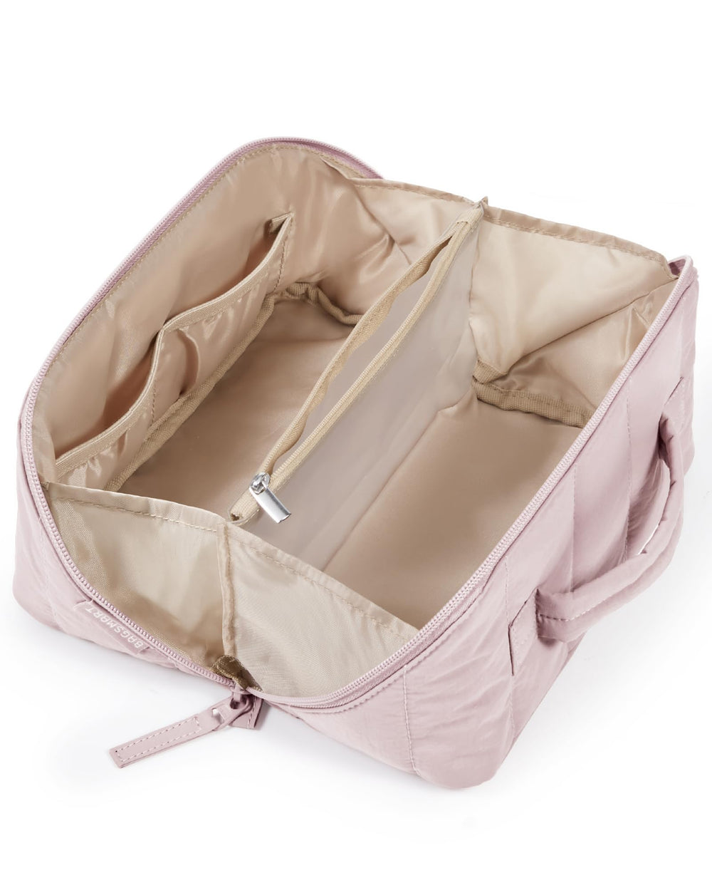 BAGSMART bolsa de maquillaje de viaje, vista frontal, estilo práctico para organizar.