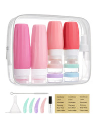 Botellas de silicona BAGSMART para viaje de tres onzas, a prueba de fugas.