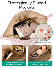 BAGSMART bolsa de maquillaje tacto esponjoso para una experiencia suave y cómoda