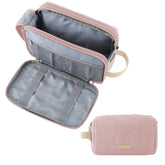 BAGSMART neceser para mujer rosa, gran capacidad para organizar cosméticos de viaje.