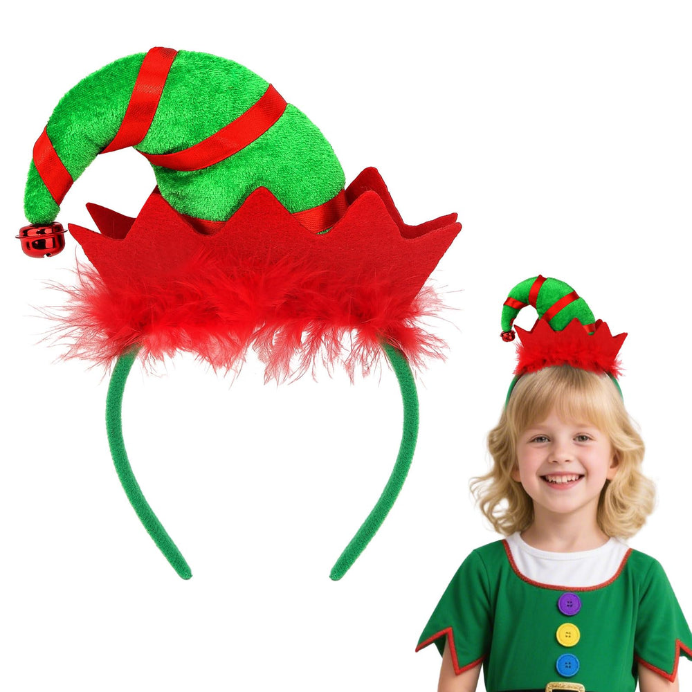 Bahaby diadema navidad elfo con plumas y cascabeles, ideal para fiestas festivas