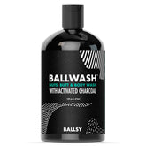 Ballsy Ballwash Charcoal bottle pouring for a refreshing cleanse.