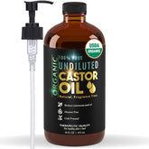 BALM OF GILEAD aceite de ricino orgánico en frasco ámbar con dispensador para hidratación diaria