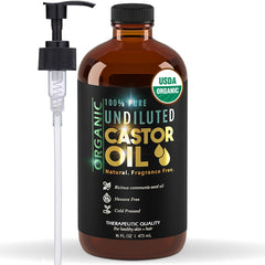 BALM OF GILEAD aceite de ricino orgánico en frasco ámbar con dispensador para hidratación diaria