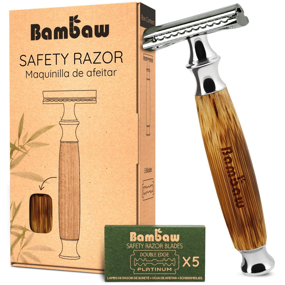 Bambaw afeitadora de doble hoja con mango de bambú para control suave