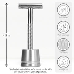 Bambaw hojas doble-diente acero inoxidable envueltas para manejo seguro.