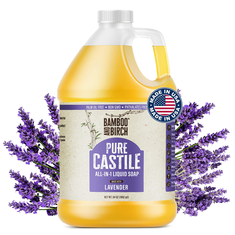 BAMBOO AND BIRCH jabón líquido Castilla lavanda: frasco de 64 onzas para uso diario