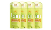 Ban desodorante invisible sólido con aroma dulce de fruta y jazmín, sin residuos visibles.