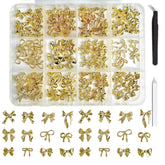Lazo dorado 3D de BANA ART para uñas, añade brillo y estilo.