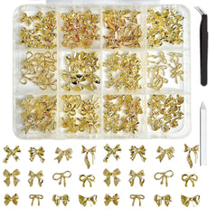 Lazo dorado 3D de BANA ART para uñas, añade brillo y estilo.