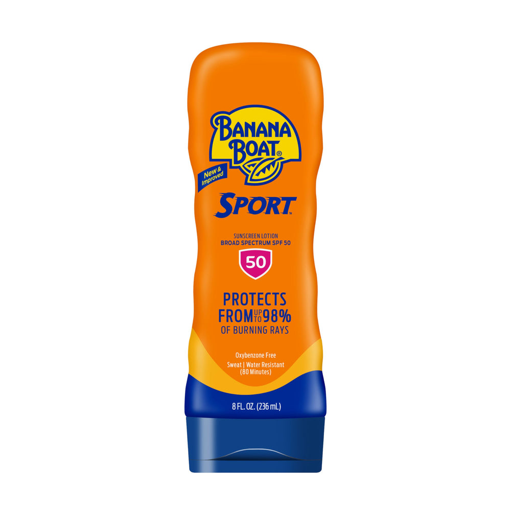 Banana Boat Sport SPF50, crema de textura clara para una aplicación rápida sin residuos.