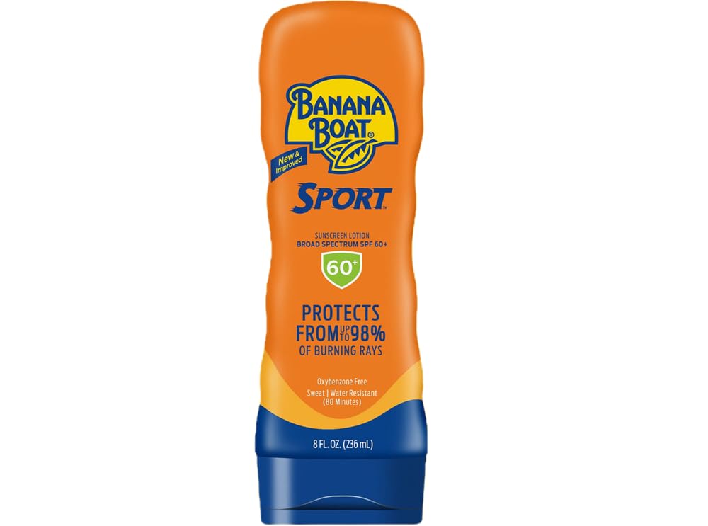 Banana Boat Sport Ultra SPF 60 loción 8 oz, presentación fácil de usar.