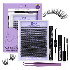B&Qaugen Flora Lash Clusters Kit, aplicación rápida para look diario