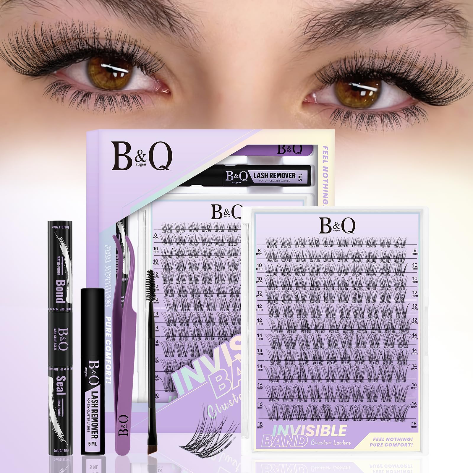 B&Qaugen Flora lash clusters kit close-up for natural daily lash enhancement.