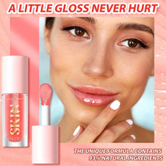 Bangfeng aceite labial con aplicación en tono fresa para labios suaves y jugosos.