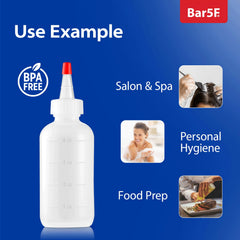 Bar5F botella para tratamientos capilares con escala de medición para mezclar.