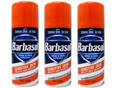 Barbasol crema de afeitar para piel sensible en paquete de tres latas para uso diario
