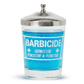 BARBICIDE Jarra desinfectante 4 oz, tapa de acero, ideal para desinfección profesional.