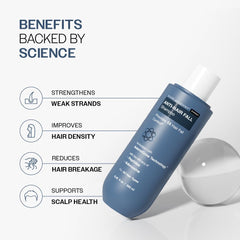 Bare Anatomy Anti-Caída champú: textura de espuma enriquecida para limpieza suave.